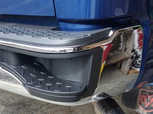 thumbnail image 2 of New Chrome Steel Rear Bumper Face Bar + Step Pad For 2019-2024 RAM 2500 & 3500 – Bolt-On, Textured Finish 2 of 5